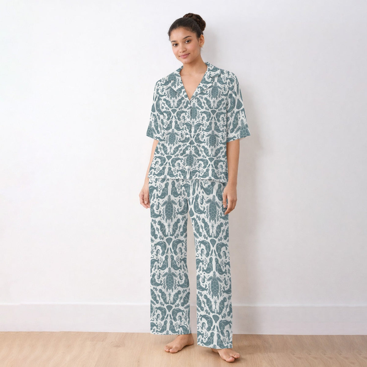 Ocean Sea Marine Life Nurse Pajama Set