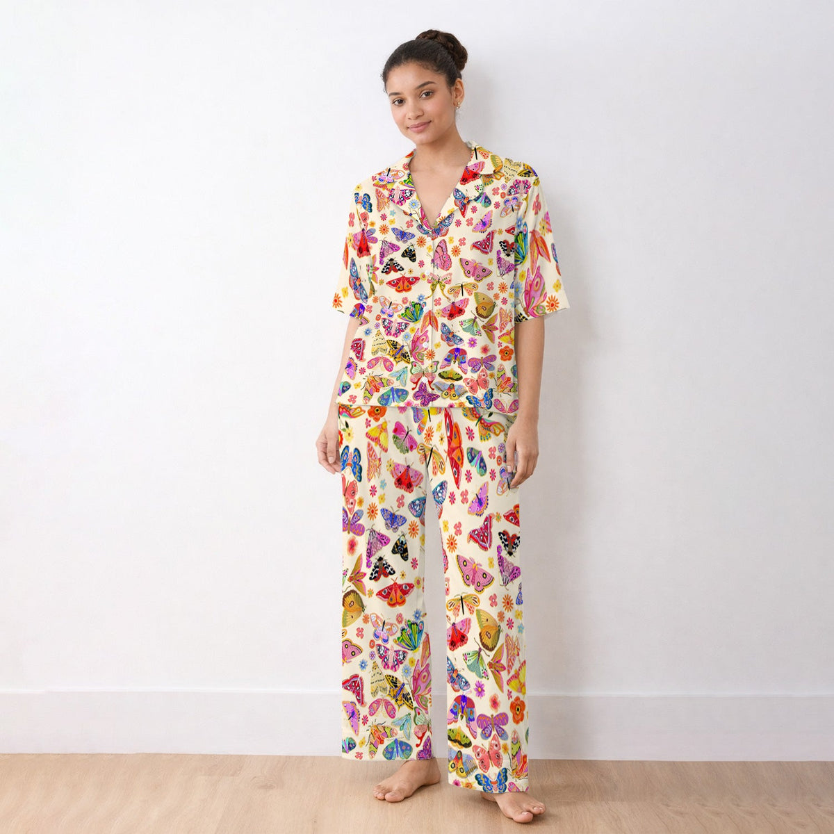 Colorful Butterfly Floral Pajama Set