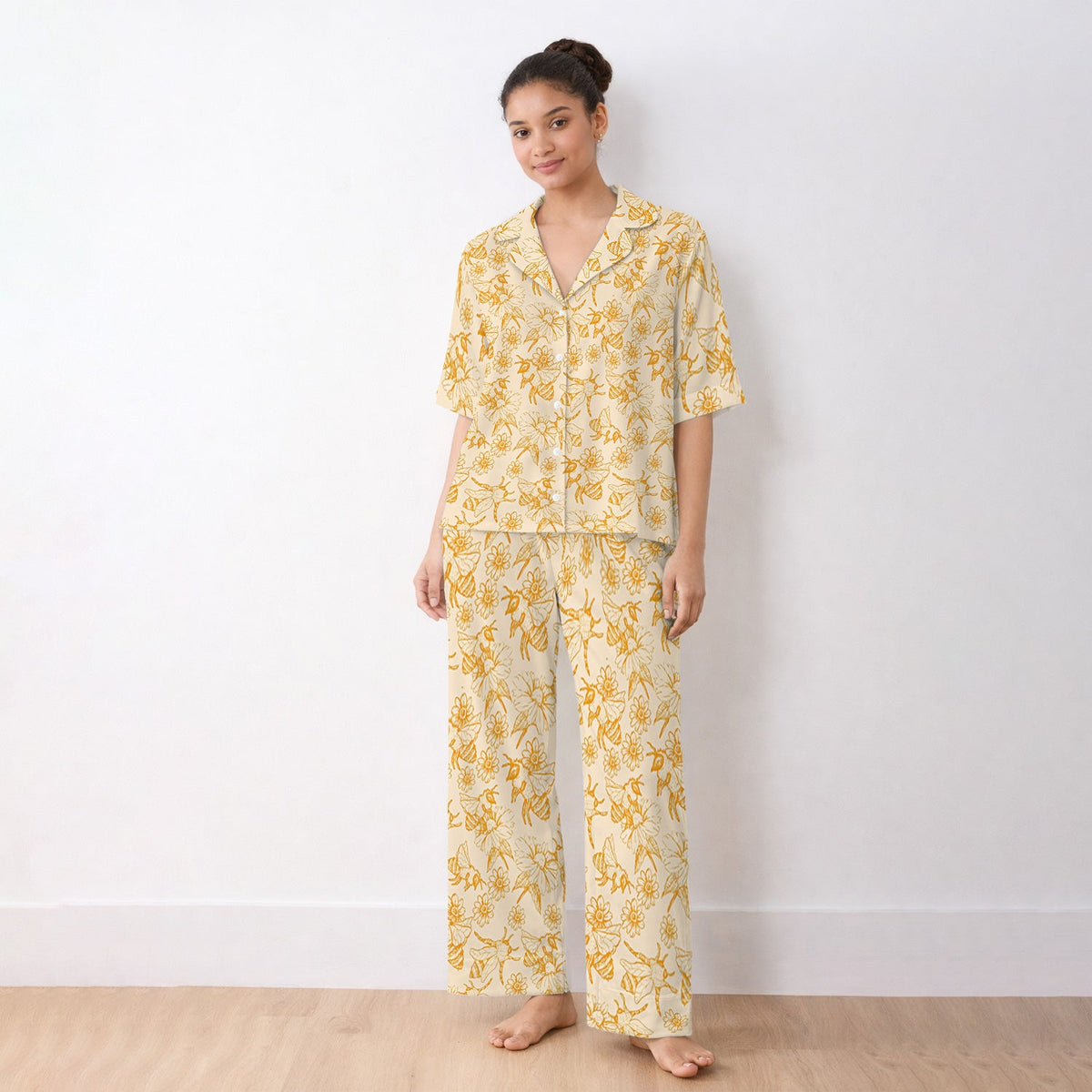 Honey Bee Flower Sketch Pajama Set