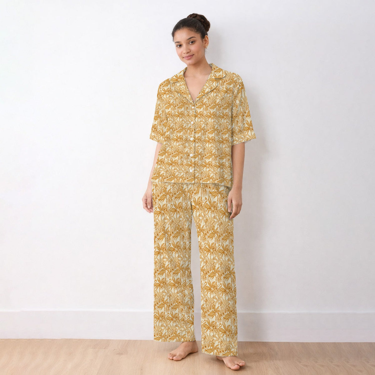 Tropical Flamingo Palm Leaves Pajama Set
