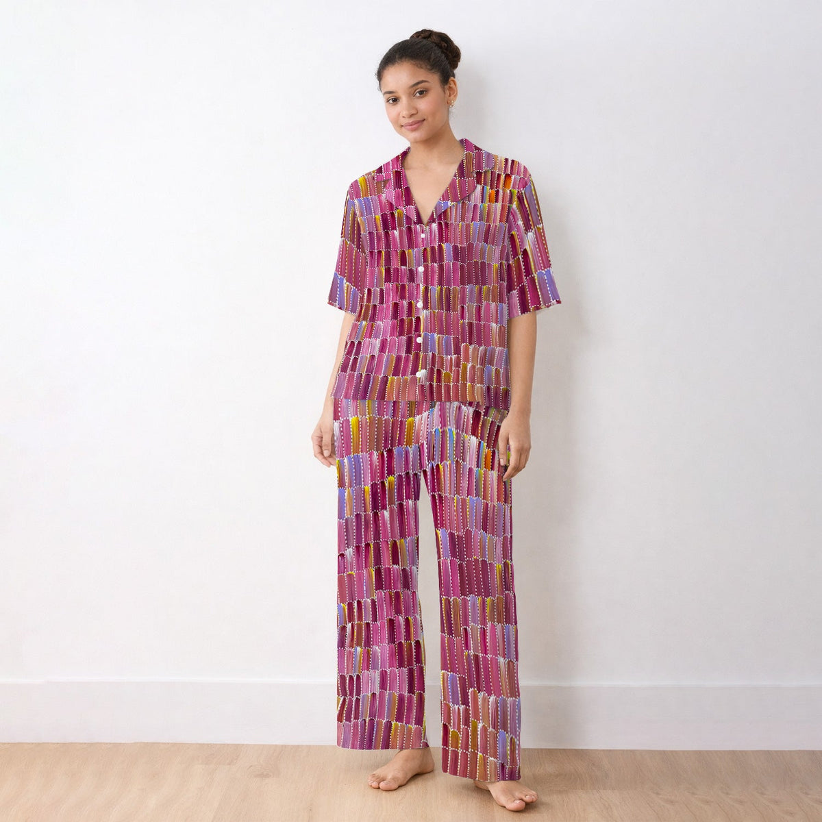Colorful Abstract Brushstroke Dotted Pajama Set