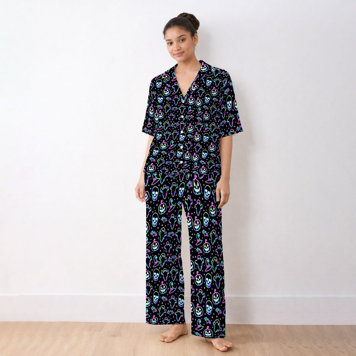 Pumpkin Skull Spooky Pajama Set