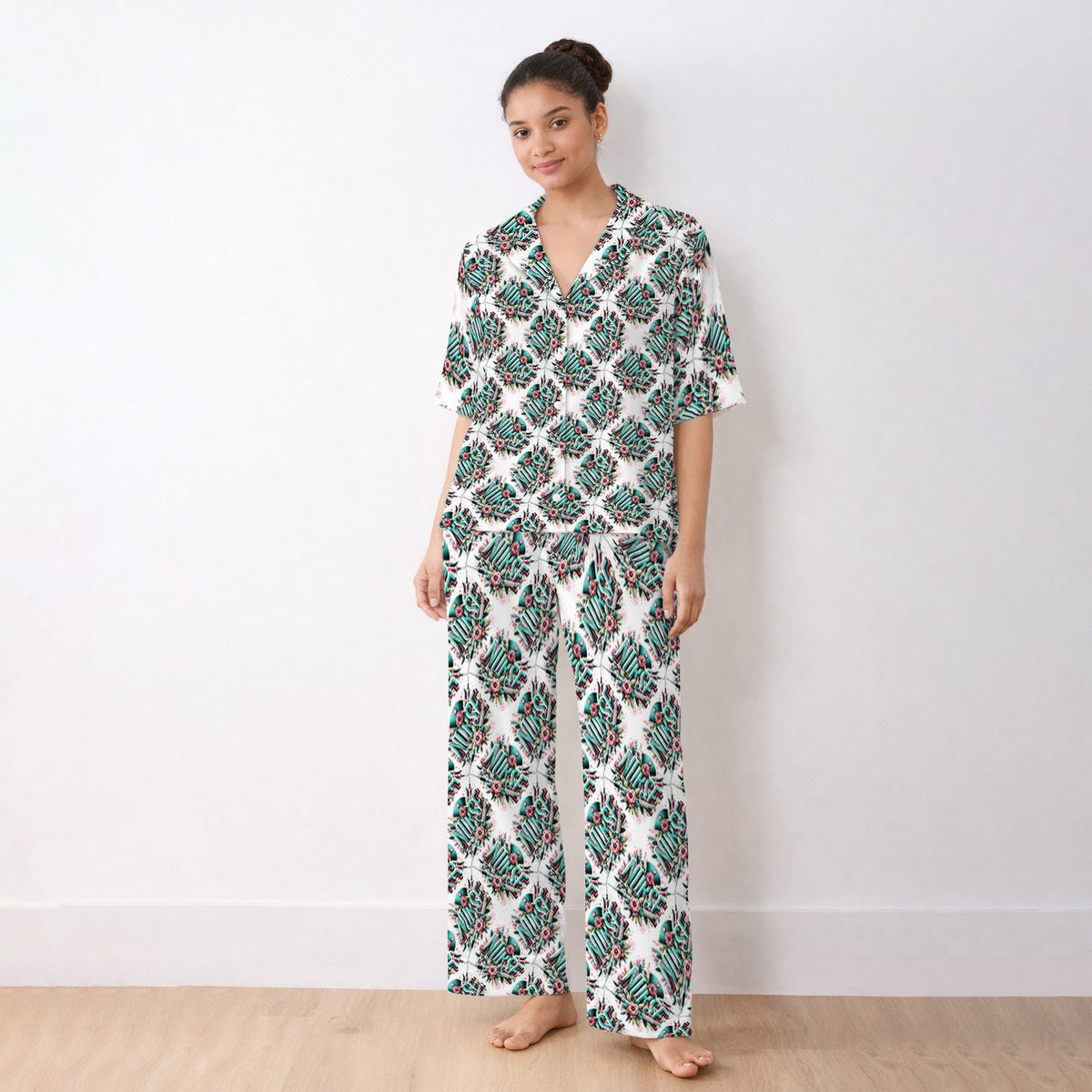 Typography Floral Pajama Set