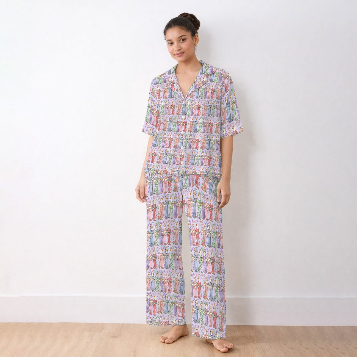 Goose Characters Floral Pajama Set