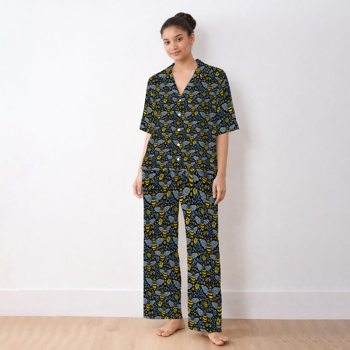 Honey Bee Wildflower Garden Pajama Set For Nurse
