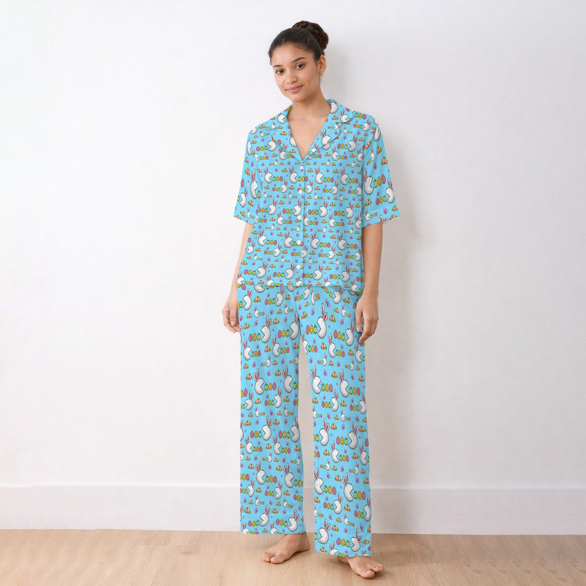 Personalized Easter Bunny Colorful Eggs Pajama Set