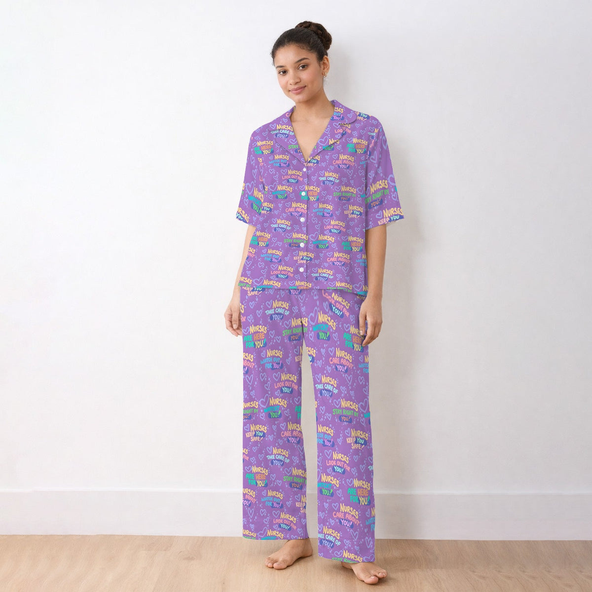 Nurse Quote Care Message Blue Purple Pajama Set