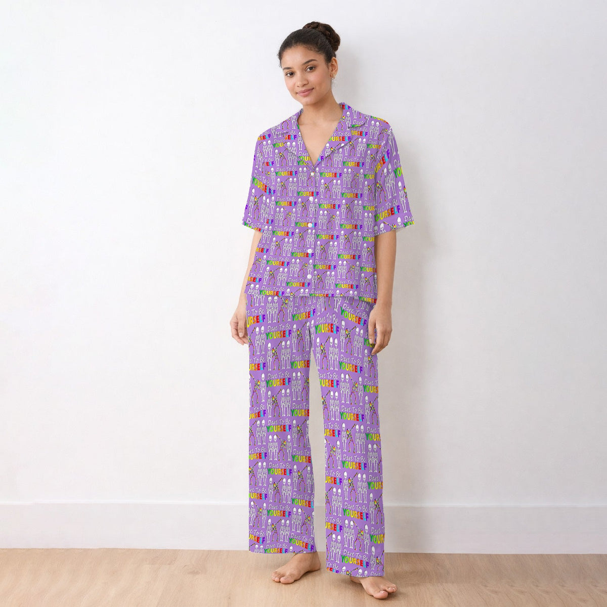 Rainbow Skeleton Dare To Be Yourself Pajama Set