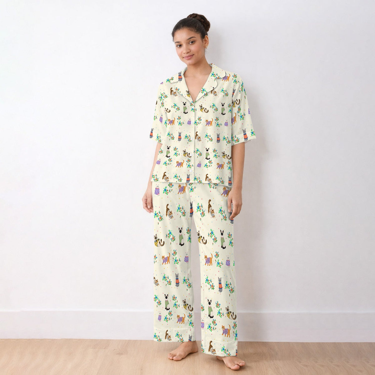Watercolor Cat Nurse Pajama Set