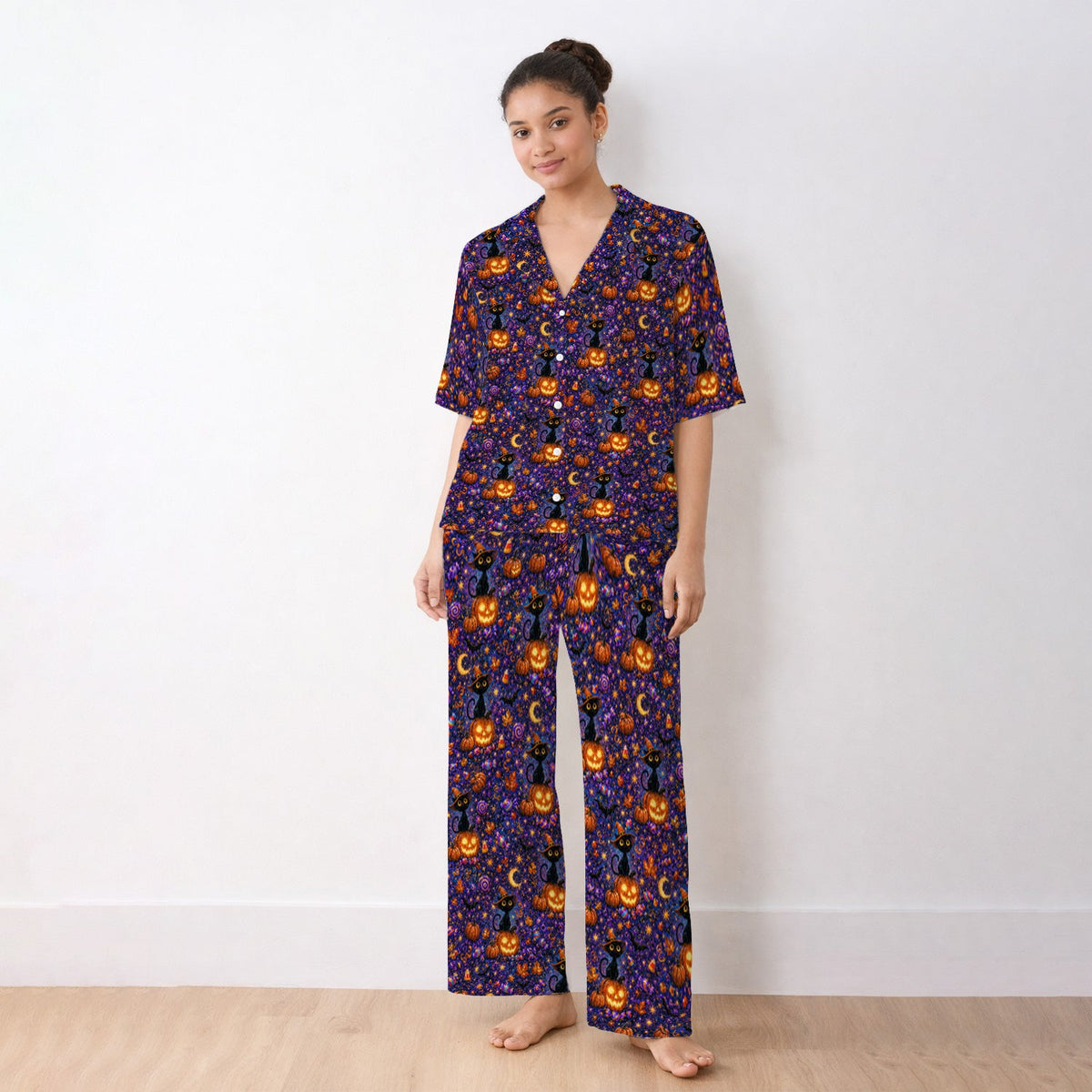 Mystical Witch Cat Pajama Set - Halloween Gift