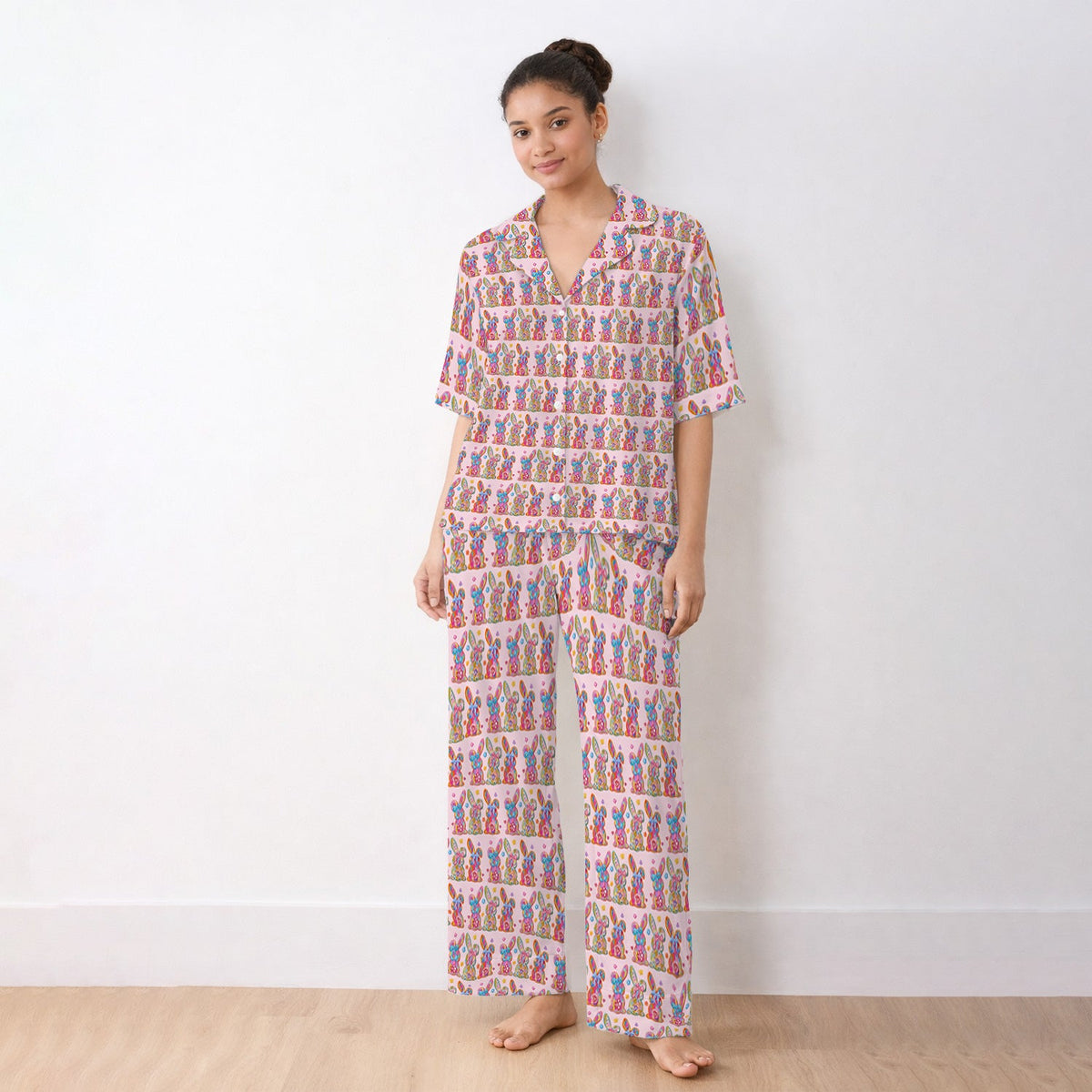 Pastel Bunny Floral Pajama Set