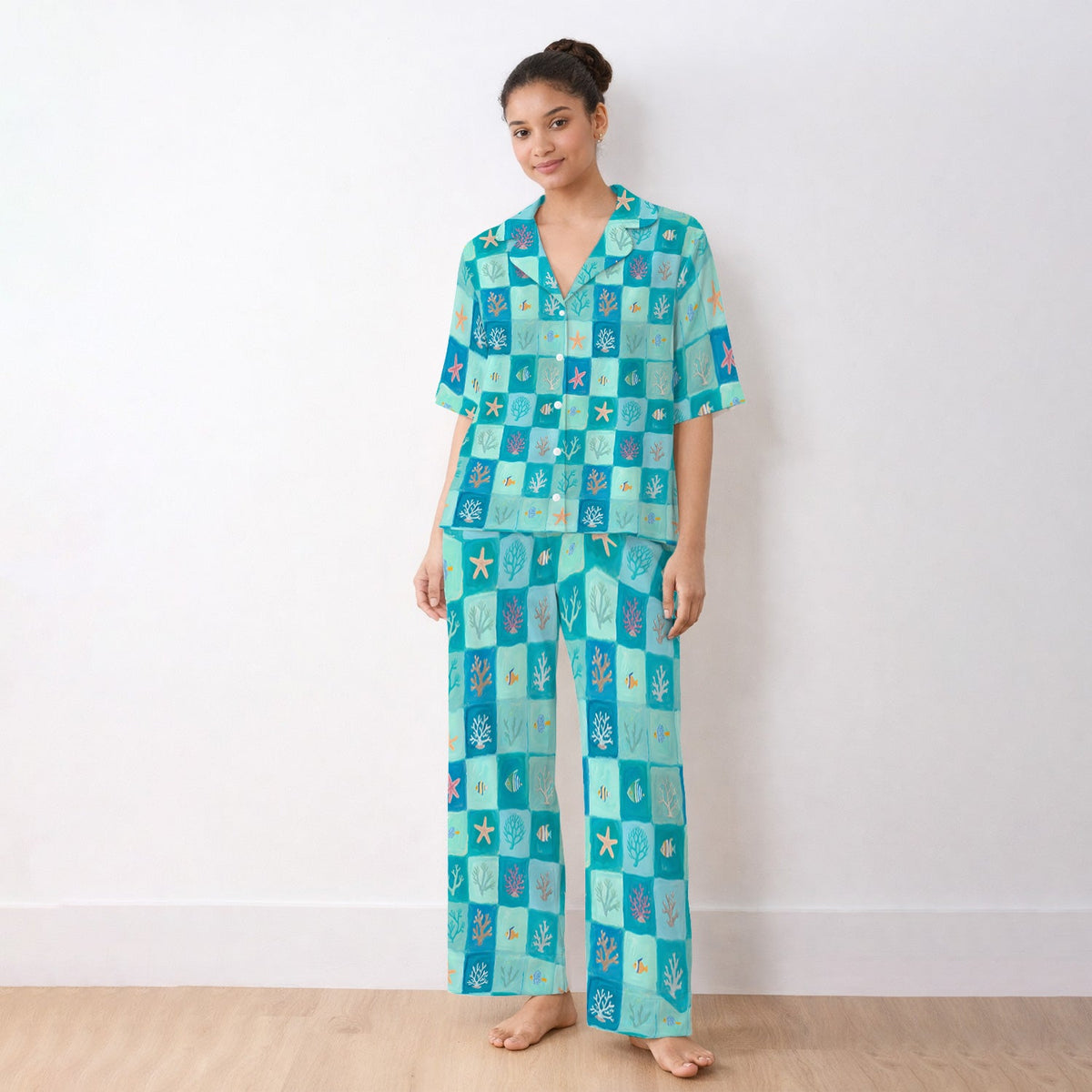 Ocean Coral Fish Starfish Nurse Pajama Set