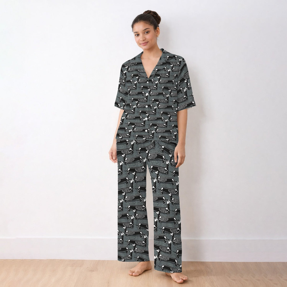 X-Ray Dachshund Skeleton Pajama Set