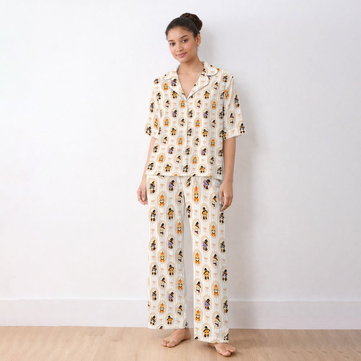 Halloween Cat Stripe Pajama Set