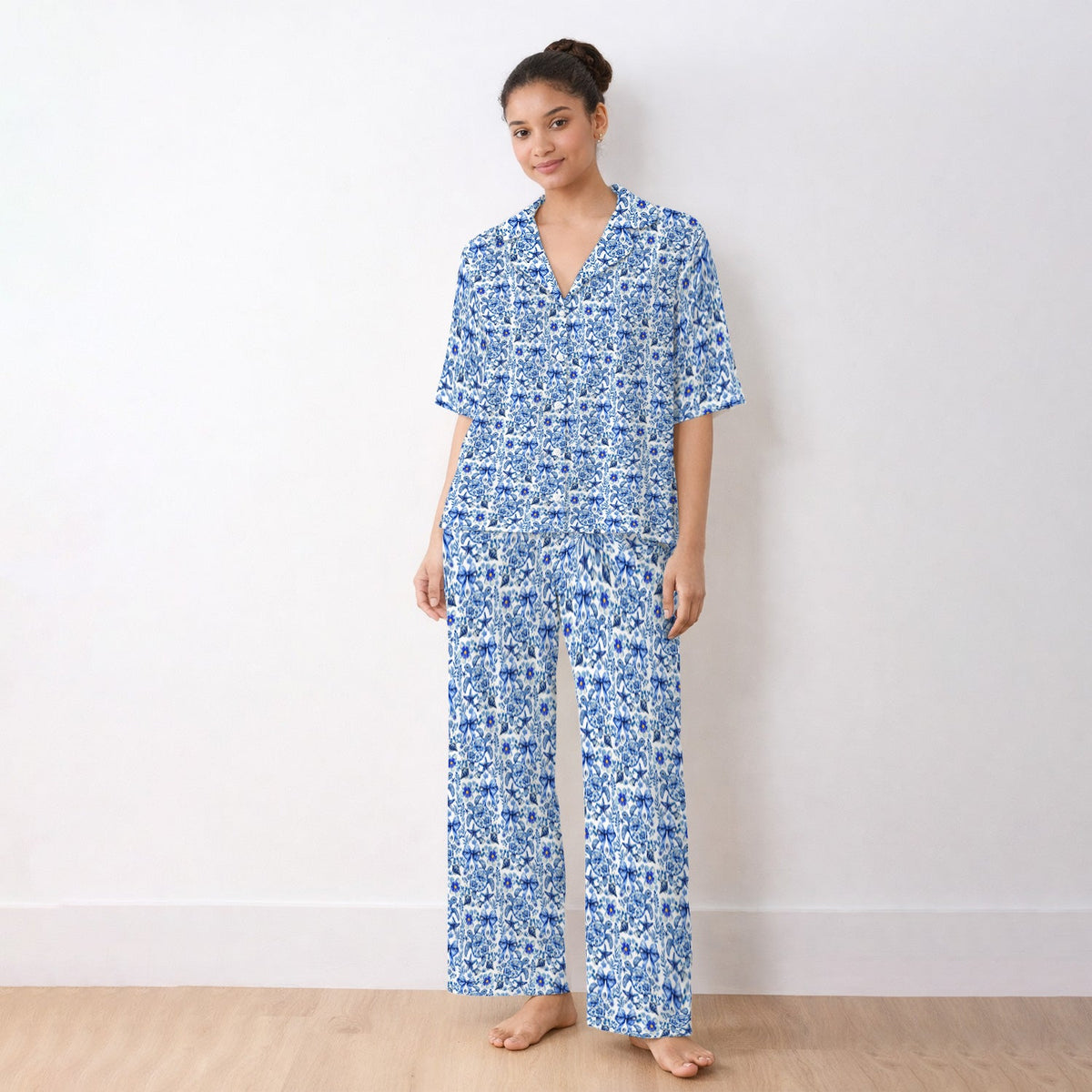 Coastal Turtle Bow Nurse Pajama Set