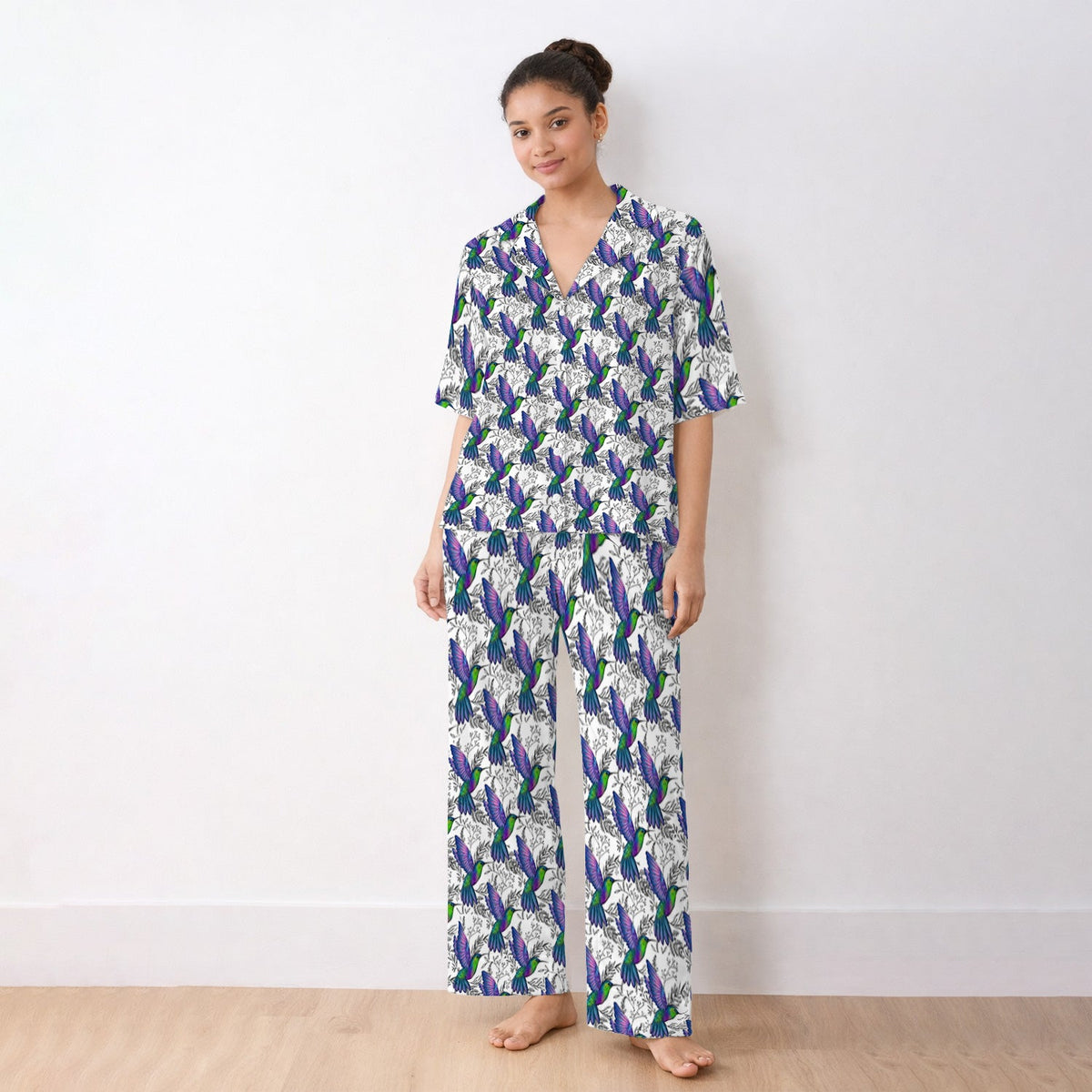 Colorful Hummingbird Botanical Pajama Set
