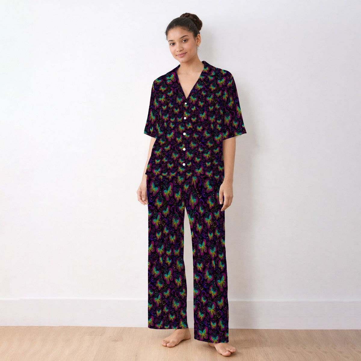 Neon Butterfly Swirl Pajama Set