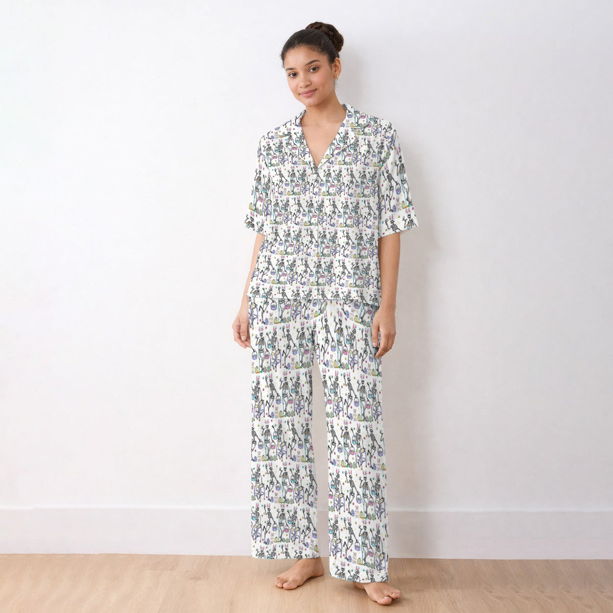 Fun Skeleton Bunny Pajama Set - Easter Gift For Nurse
