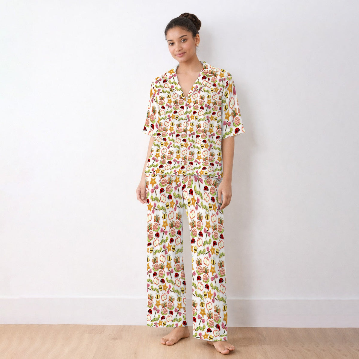 Snail Ladybug Caterpillar Apple Garden Pajama Set