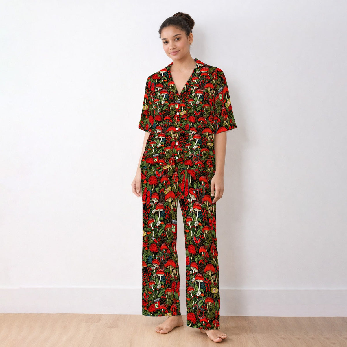 Red Mushroom Forest Pajama Set