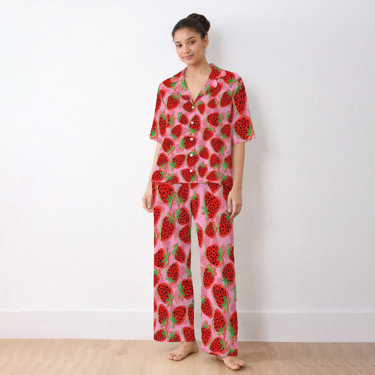 Pink Strawberry Pajama Set