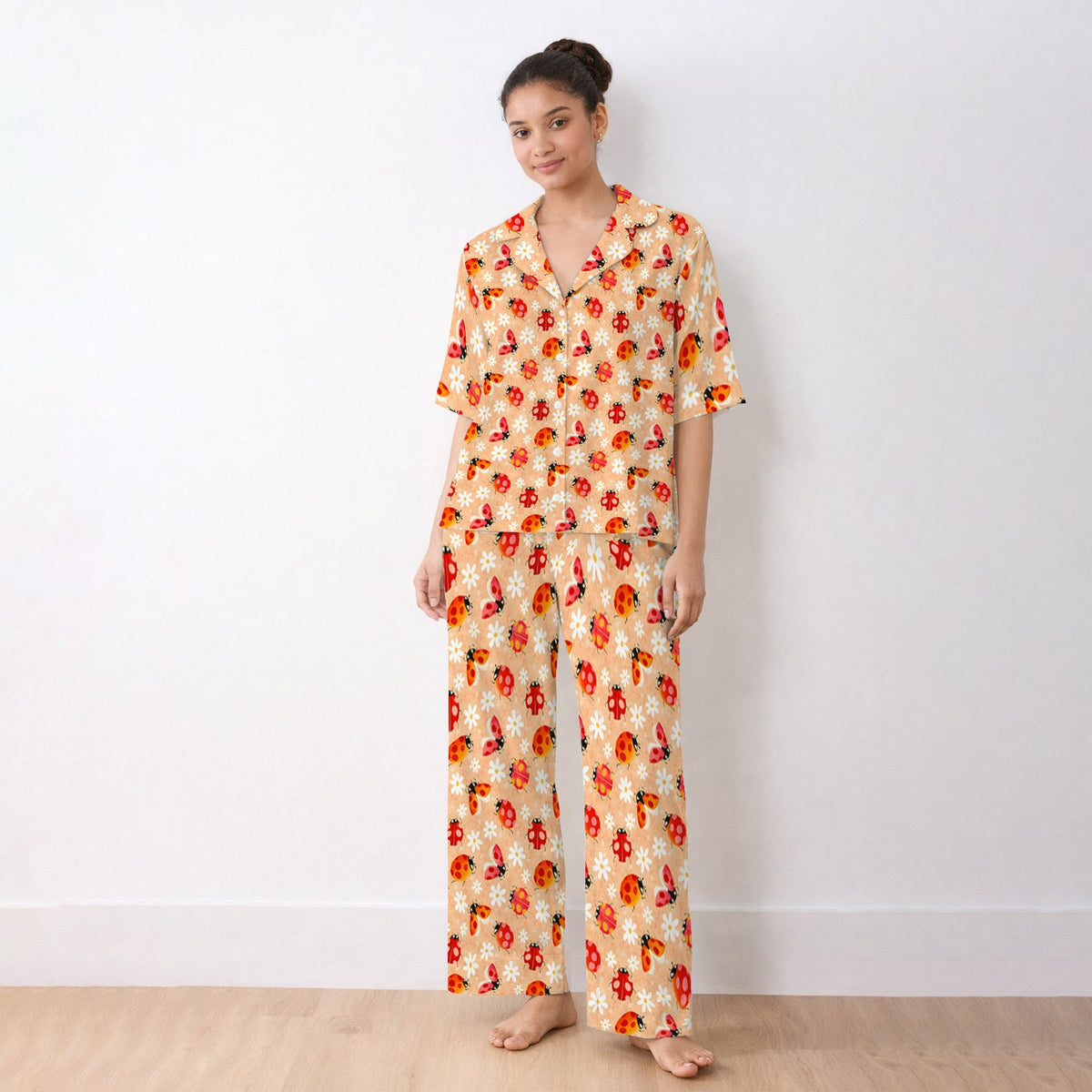 Ladybug Daisy Floral Pajama Set