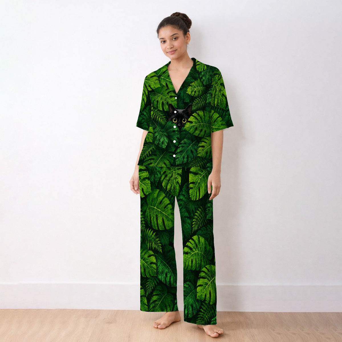 Hidden Black Cat Pajama Set