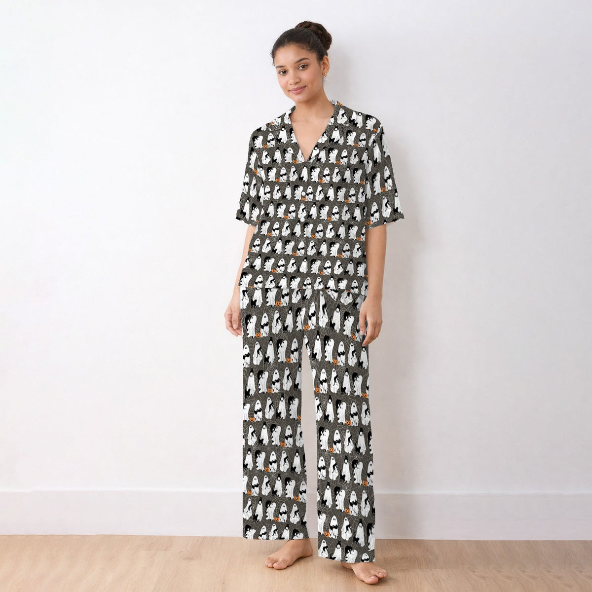 Black Cat And Ghost Pajama Set
