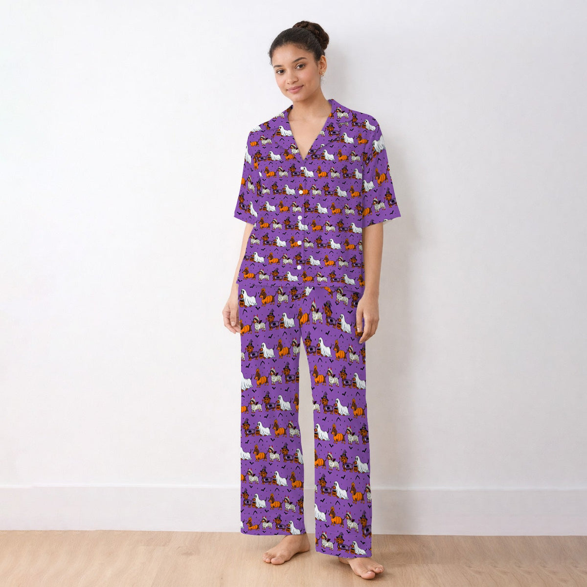 Dachshund with Bat Pajama Set - Halloween Gift For Nurse