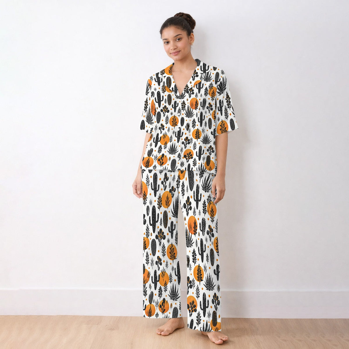 Desert Cactus Orange Sun Nurse Pajama Set
