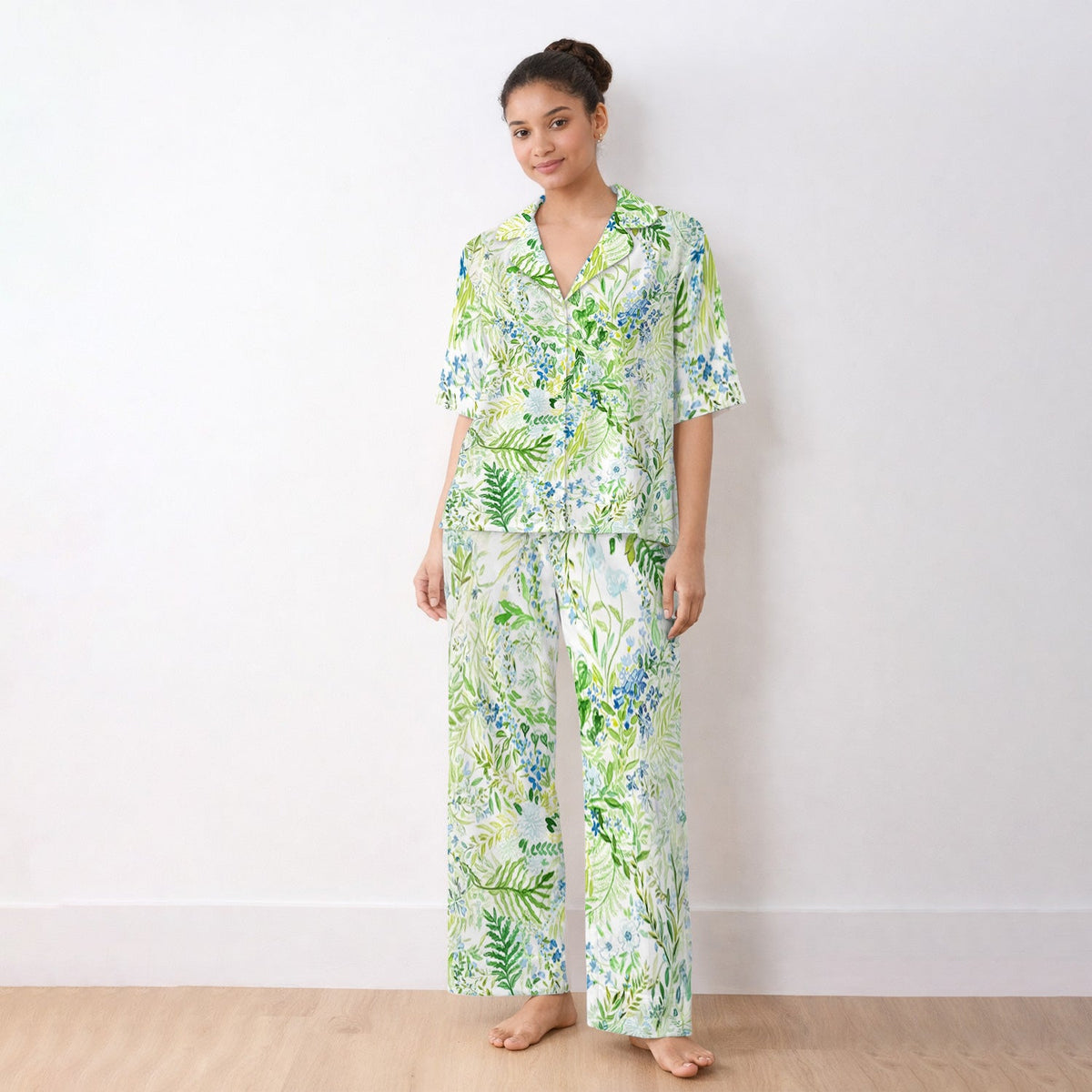 Botanical Green Floral Pajama Set