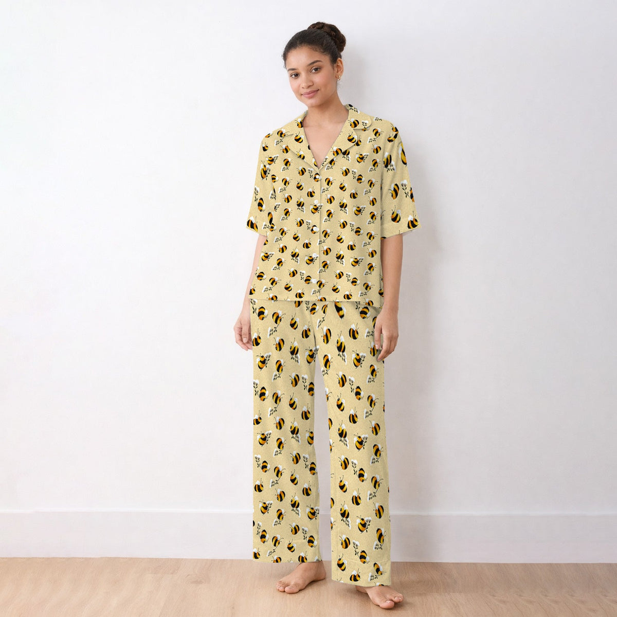 Cute Bumble Bee Blossom Pajama Set