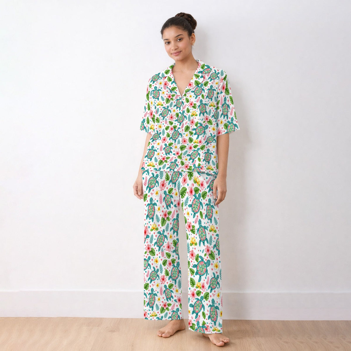 Tropical Sea Turtle Floral Pajama Set