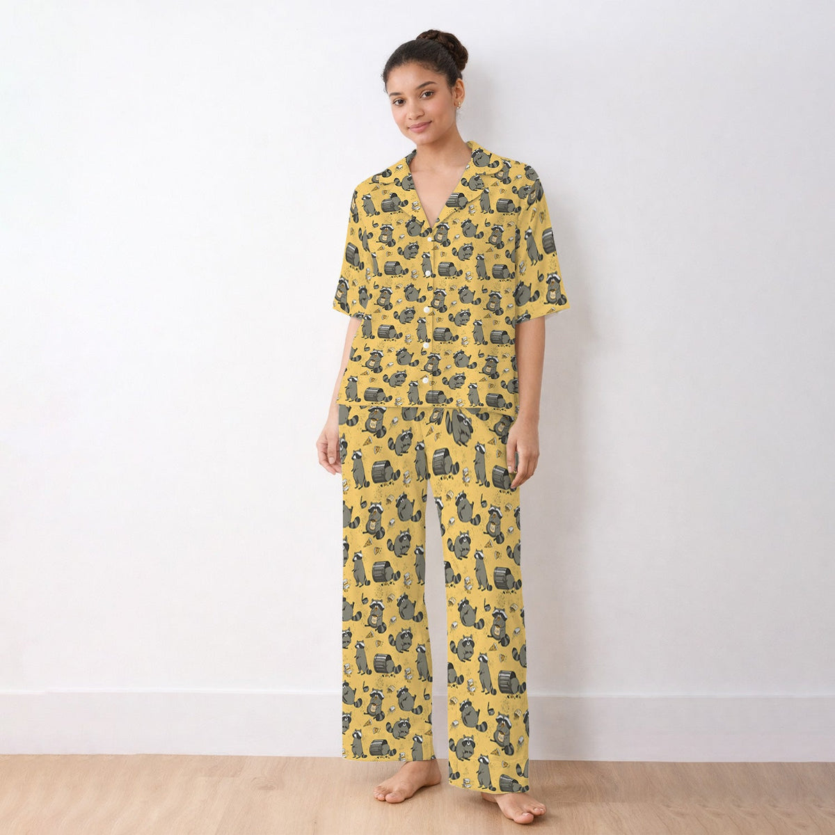 Raccoon Snack Trash Can Pajama Set