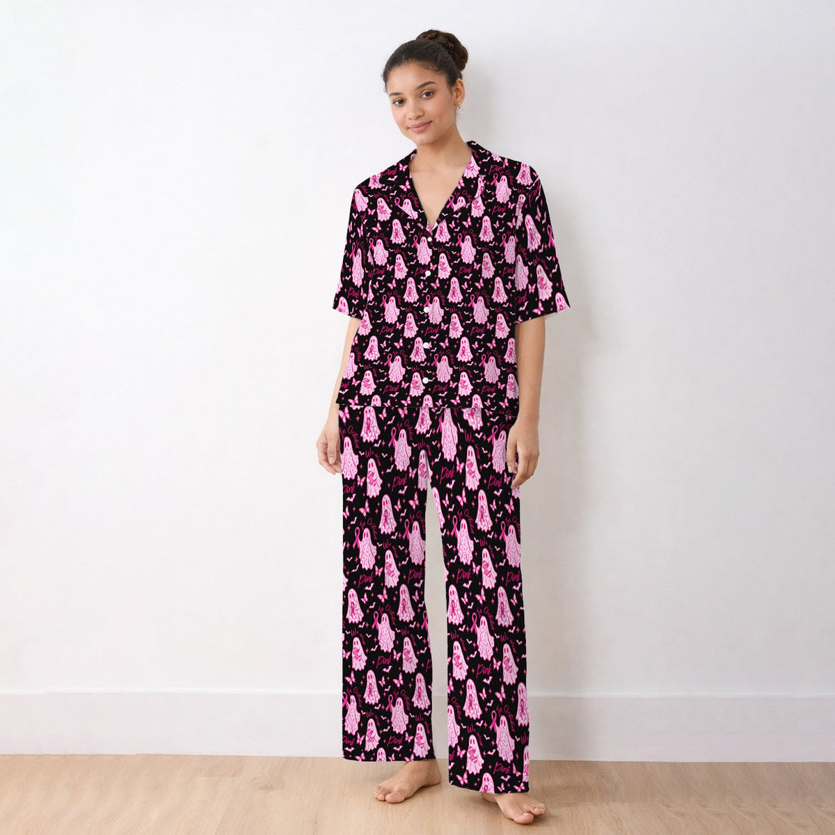 Pink Ribbon Ghost Pajama Set