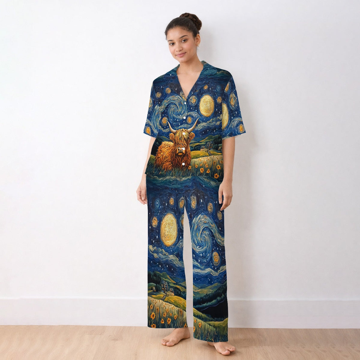 Highland Cow Starry Night Pajama Set