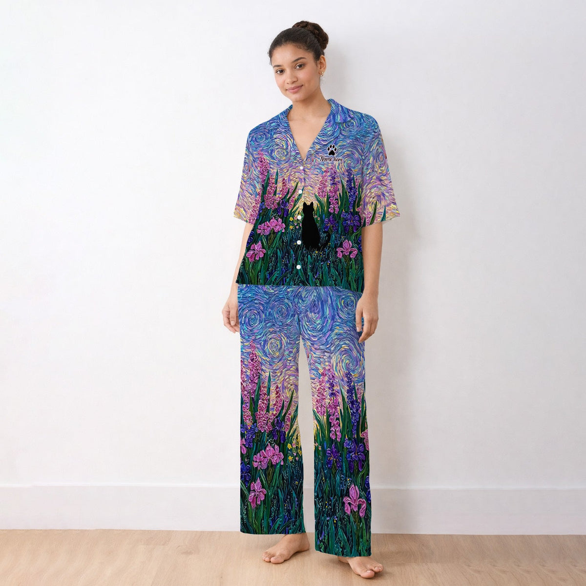 Cat Starry Sky Nurse Pajama Set