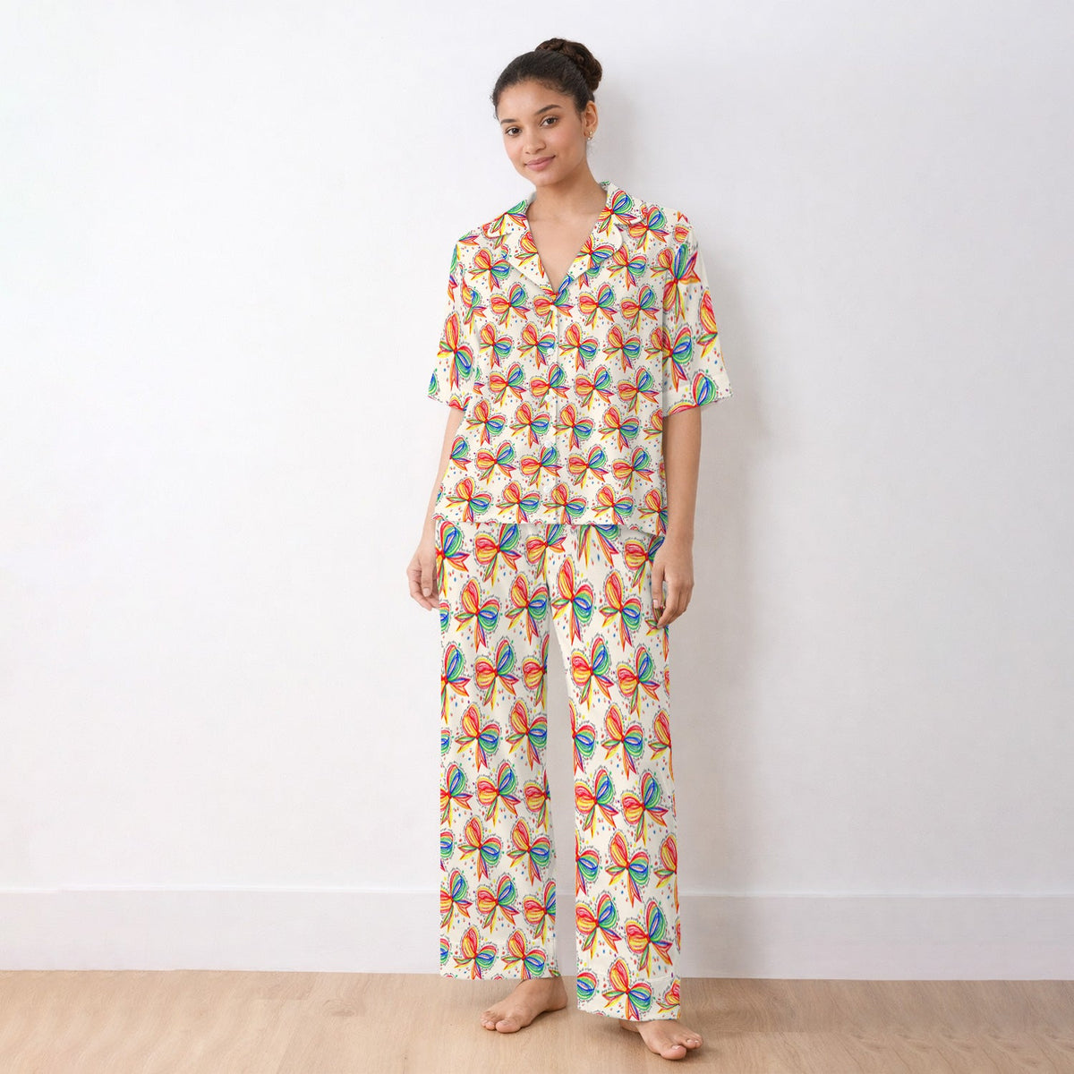 Colorful Rainbow Bow Pajama Set