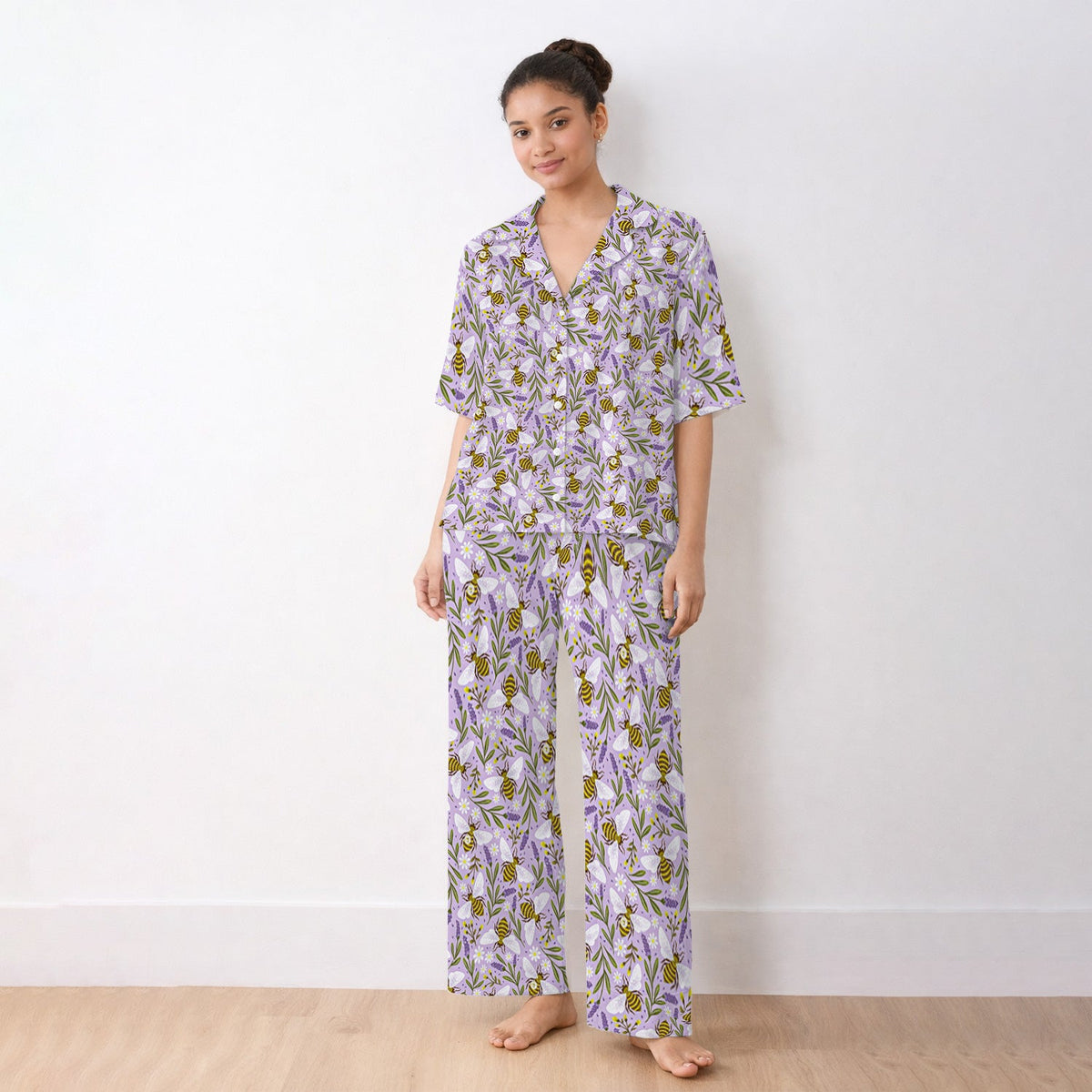 Lavender Bee Floral Pajama Set