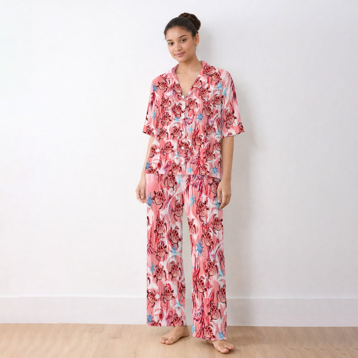 Pink Sea Turtle Ocean Pajama Set
