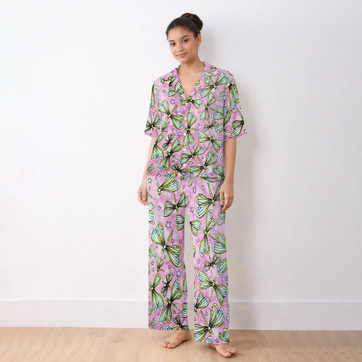 Dragonfly Pink Starry Nurse Pajama Set