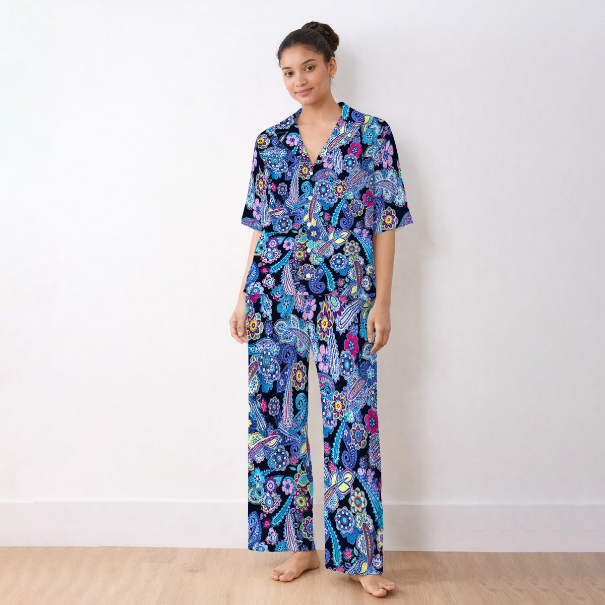 Vibrant Paisley Floral Pajama Set