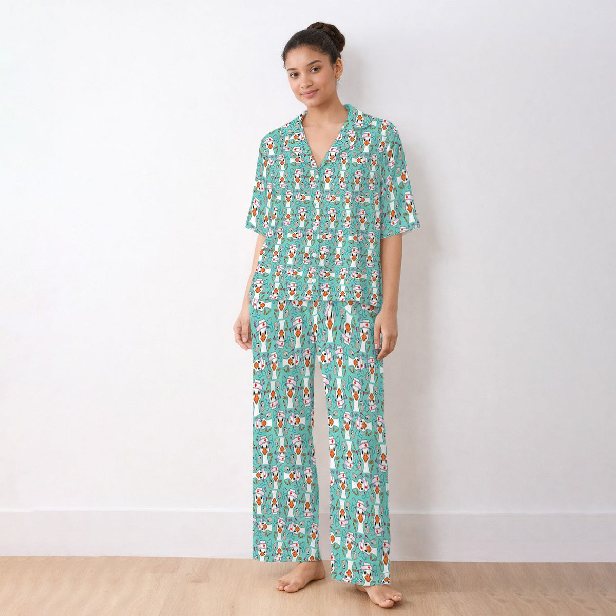 Duck Wearing Hat With Medical Tools Pajama Set