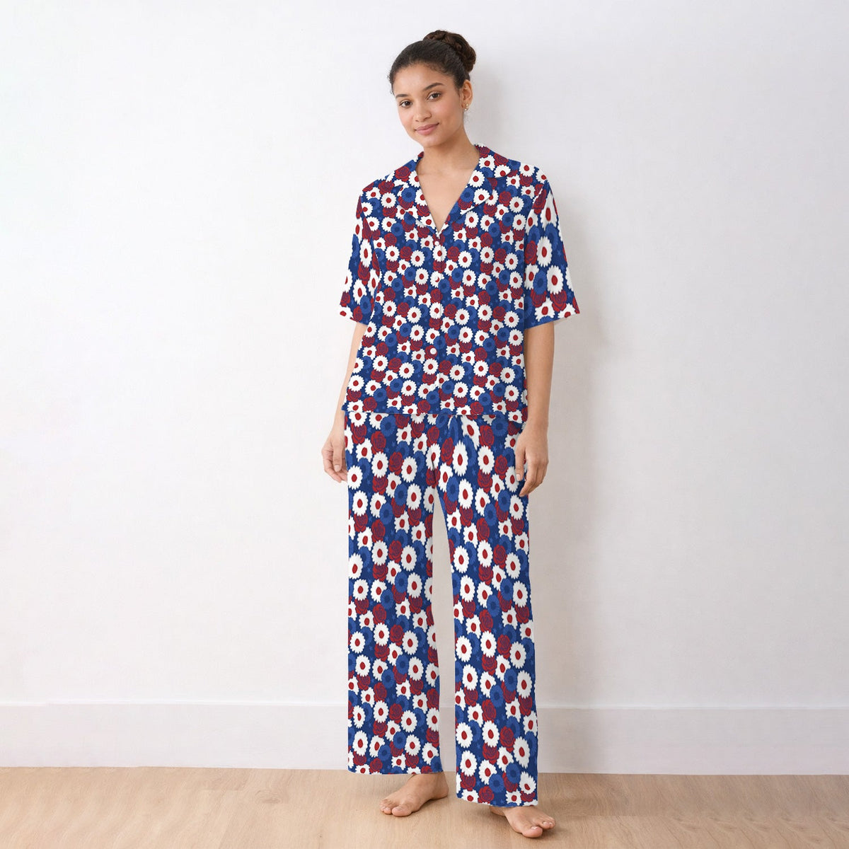 Daisy Rose Floral Nurse Pajama Set