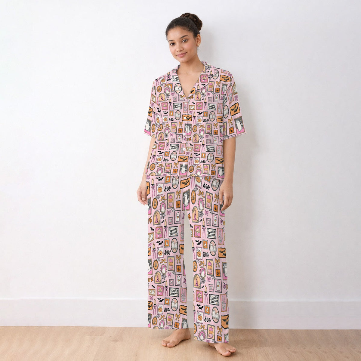Pink Halloween Ghost Gallery Pajama Set