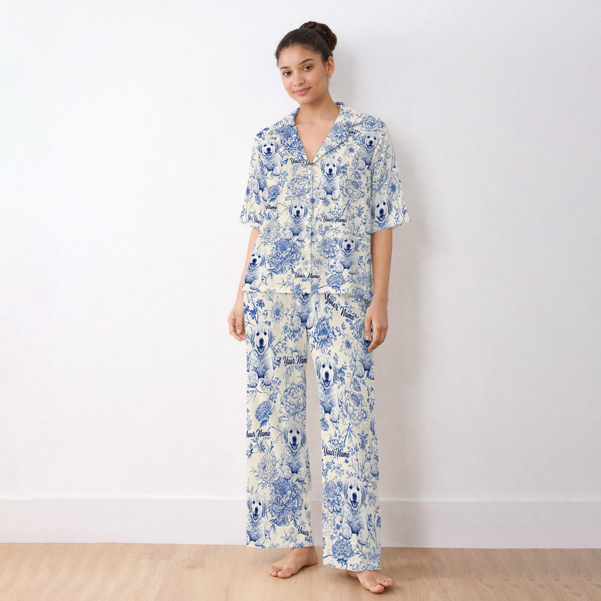 Personalized Pet Photo Floral Pajama Set