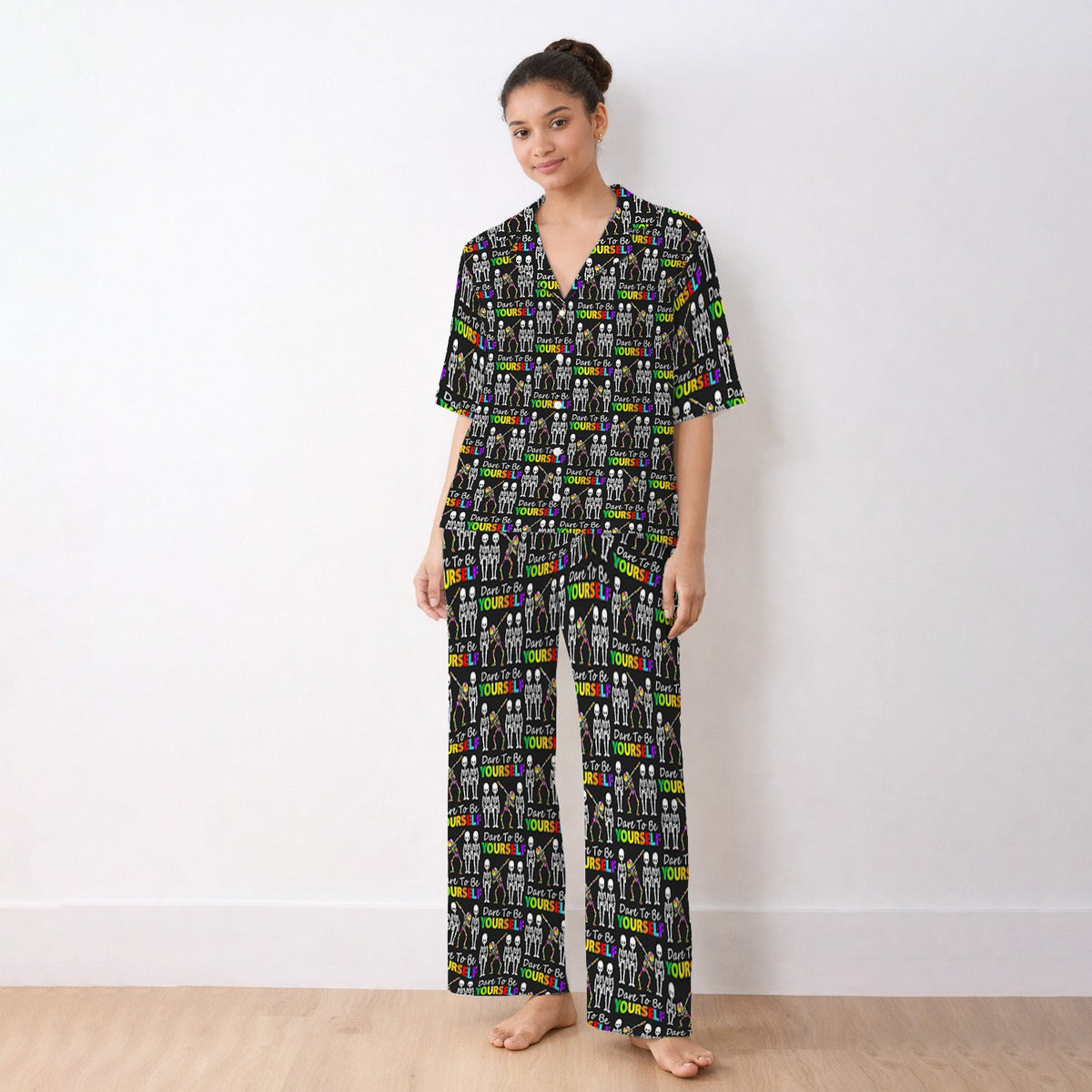 Rainbow Skeleton Dare To Be Yourself Pajama Set