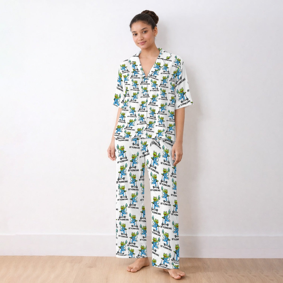 Off To Expand Lungs Frog Nurse Pajama Set