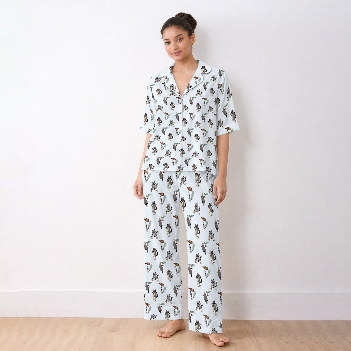 Messy Drunk Raccoon Pajama Set