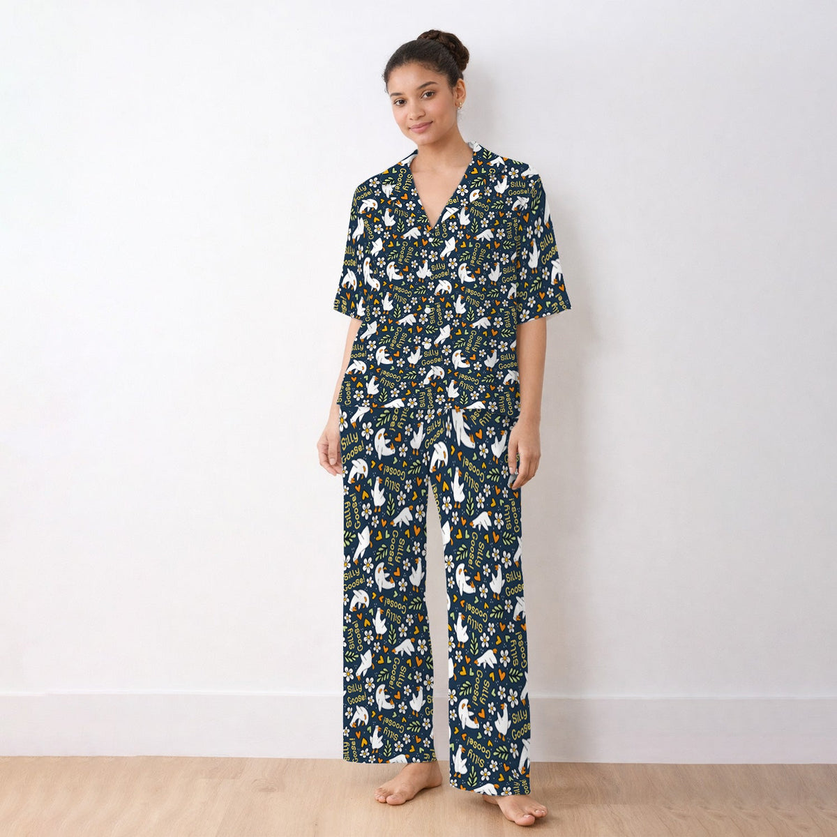Silly Goose Floral Pajama Set
